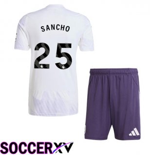 Manchester United (SANCHO 25) Kids Away Soccer Jersey White 2025/2026