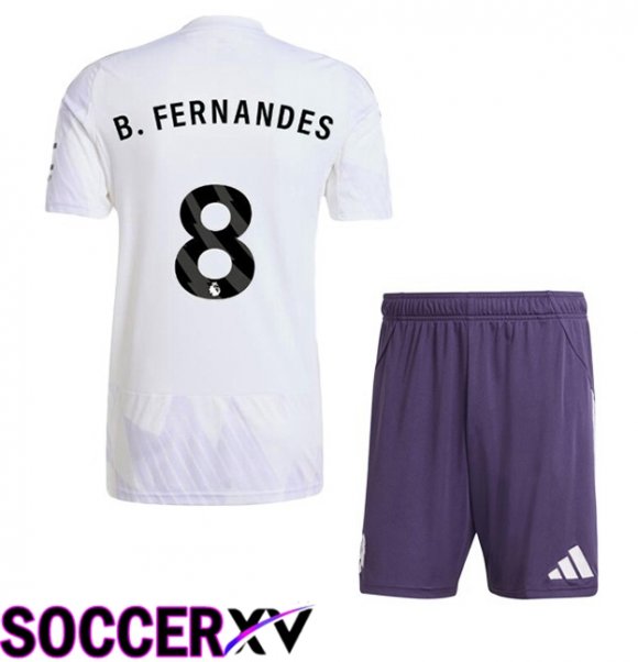 Manchester United (B. FERNANDES 8) Kids Away Soccer Jersey White 2025/2026