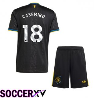 Manchester United (CASEMIRO 18) Kids Third Soccer Jersey Black 2025/2026