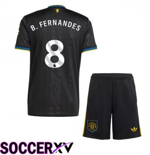 Manchester United (B. FERNANDES 8) Kids Third Soccer Jersey Black 2025/2026