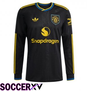 Manchester United Third Soccer Jersey Long sleeve Black 2025/2026