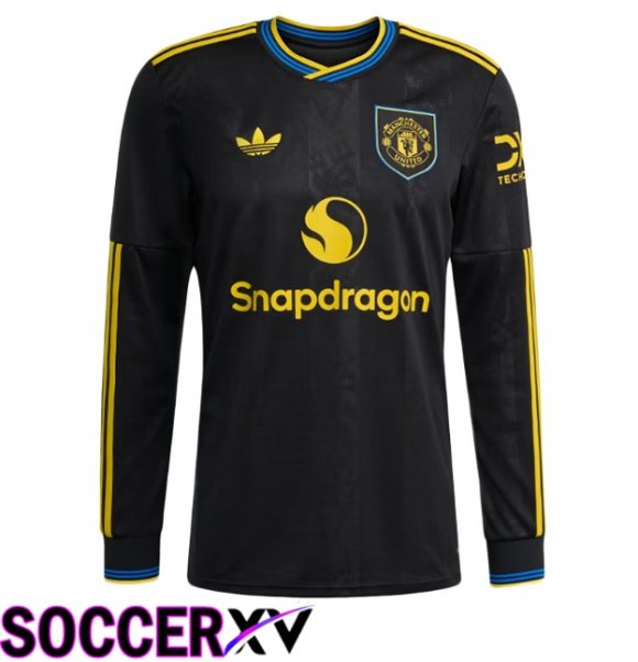 Manchester United Third Soccer Jersey Long sleeve Black 2025/2026