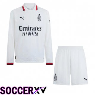 AC Milan Kids Away Soccer Jersey Long sleeve White 2024/2025