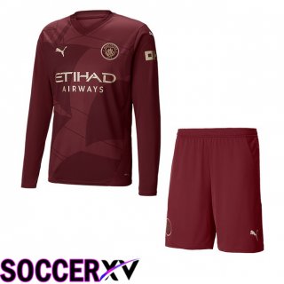 Manchester City Kids Third Soccer Jersey Long sleeve Brown 2024/2025