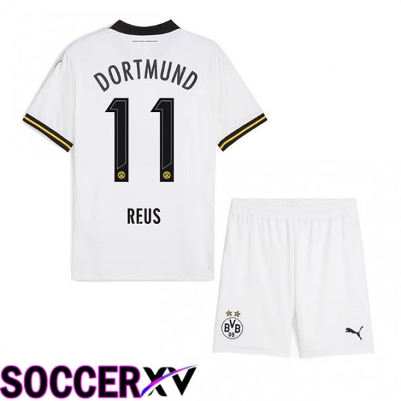 Dortmund BVB (Reus 11) Kids Away Soccer Jersey White 2024/2025