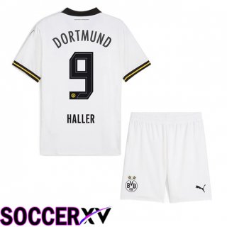 Dortmund BVB (Haller 9) Kids Away Soccer Jersey White 2024/2025