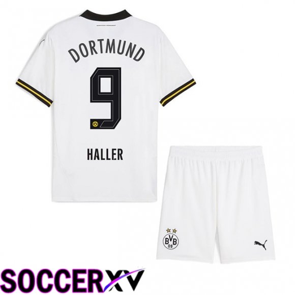 Dortmund BVB (Haller 9) Kids Away Soccer Jersey White 2024/2025