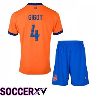 Marseille OM (GIGOT 4) Kids Third Soccer Jersey Orange 2024/2025