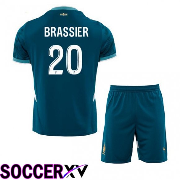 Marseille OM (BRASSIER 20) Kids Away Soccer Jersey Blue 2024/2025