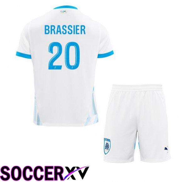 Marseille OM (BRASSIER 20) Kids Home Soccer Jersey White 2024/2025