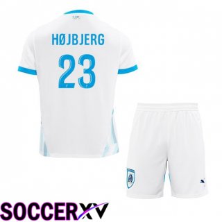 Marseille OM (HØJBJERG 23) Kids Home Soccer Jersey White 2024/2025