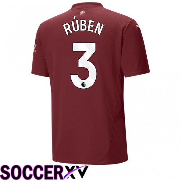 Manchester City (Ruben Dias 3) Third Soccer Jersey Brown 2024/2025