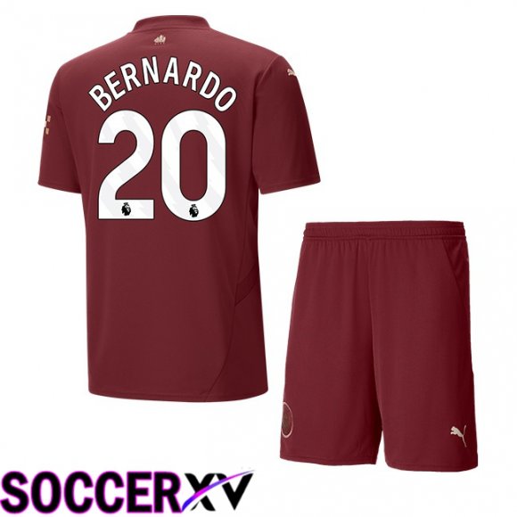 Manchester City (Bernardo Silva 20) Kids Third Soccer Jersey Brown 2024/2025