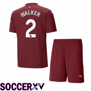 Manchester City (Kyle Walker 2) Kids Third Soccer Jersey Brown 2024/2025