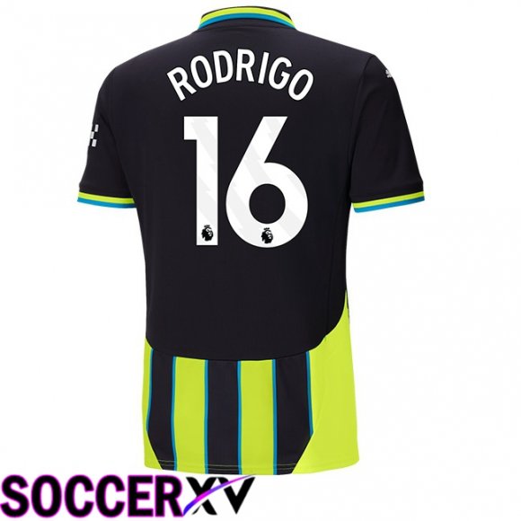 Manchester City (Rodrigo 16) Away Soccer Jersey Green Black 2024/2025