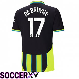 Manchester City (Kevin De Bruyne 17) Away Soccer Jersey Green Black 2024/2025