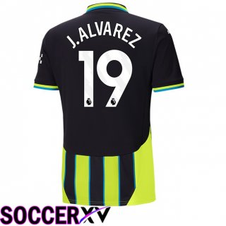 Manchester City (Julián Álvarez 19) Away Soccer Jersey Green Black 2024/2025