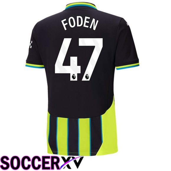 Manchester City (Phil Foden 47) Away Soccer Jersey Green Black 2024/2025