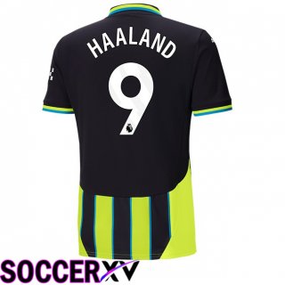 Manchester City (Erling Haaland 9) Away Soccer Jersey Green Black 2024/2025