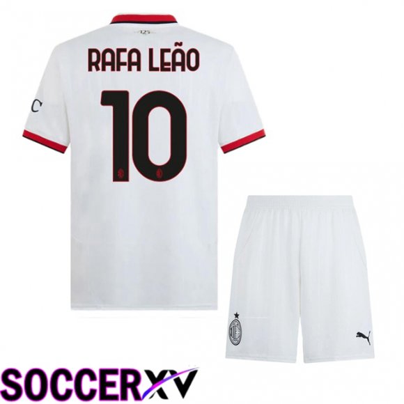 AC Milan (Rafa Leão 10) Kids Away Soccer Jersey White 2024/2025