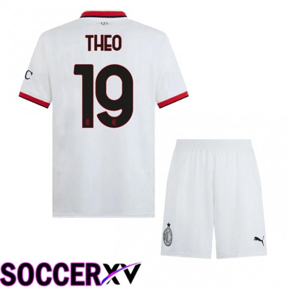 AC Milan (THEO 19) Kids Away Soccer Jersey White 2024/2025