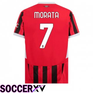 AC Milan (Morata 7) Home Soccer Jersey Red Black 2024/2025