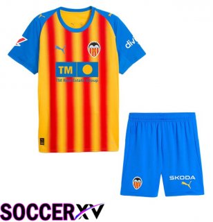 Valencia CF Kids Third Soccer Jersey Yellow Red 2025/2026