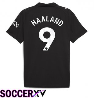 Manchester City (Erling Haaland 9) Away Soccer Jersey Black 2025/2026