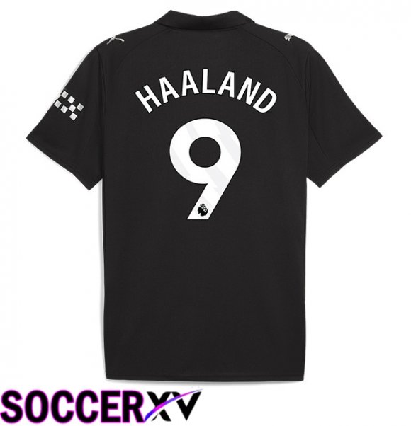 Manchester City (Erling Haaland 9) Away Soccer Jersey Black 2025/2026