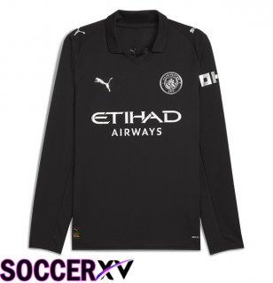 Manchester City Away Soccer Jersey Long sleeve Black 2025/2026