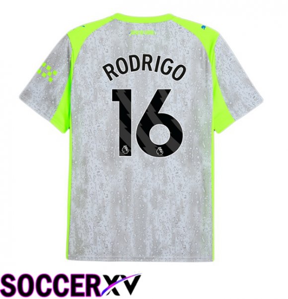 Manchester City (Rodrigo 16) Third Soccer Jersey Grey Green 2025/2026