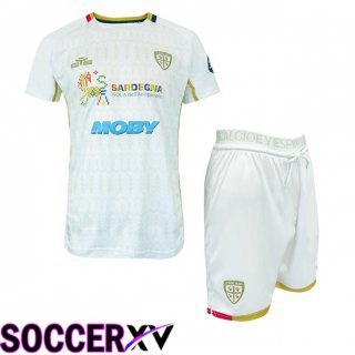 Cagliari Calcio Kids Away Soccer Jersey White 2024/2025