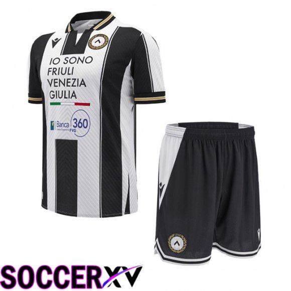 Udinese Calcio Kids Home Soccer Jersey White Black 2024/2025