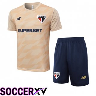 Sao Paulo FC kit Training T Shirt + Shorts Yellow 2024/2025