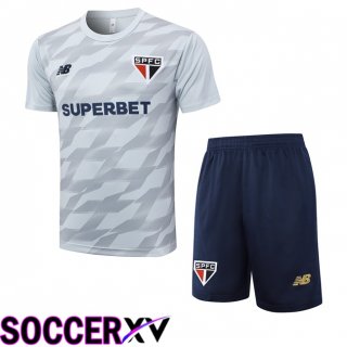 Sao Paulo FC kit Training T Shirt + Shorts Grey 2024/2025