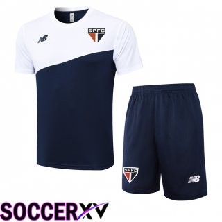 Sao Paulo FC kit Training T Shirt + Shorts White Blue Royal 2024/2025