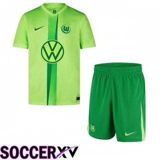 Vfl Wolfsburg Kids Home Soccer Jersey Green 2024/2025