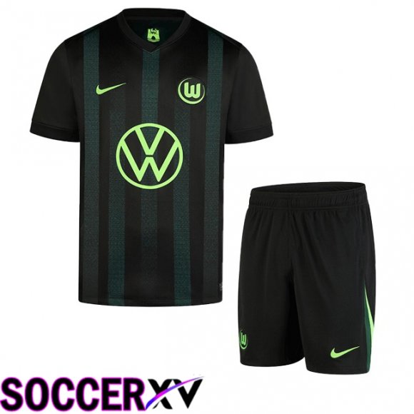 Vfl Wolfsburg Kids Away Soccer Jersey Black 2024/2025