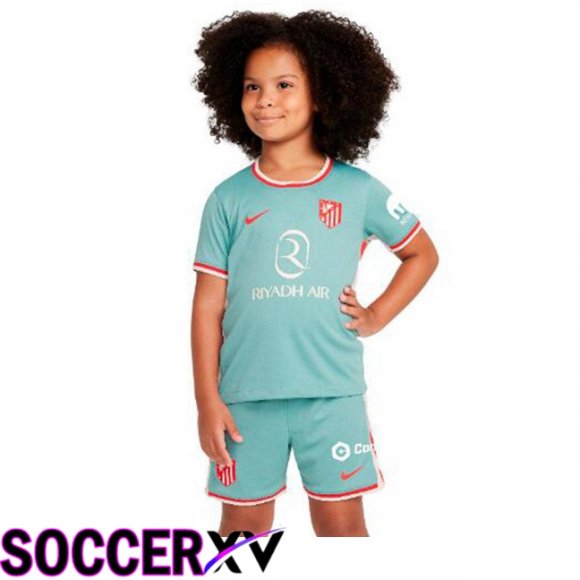 Atletico Madrid Kids Away Soccer Jersey Green 2024/2025