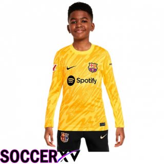 FC Barcelona Kids Goalkeeper Soccer Jersey Long sleeve Spotify Yellow 2024/2025