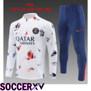 Paris PSG Kids kit Training Tracksuit White 2024/2025