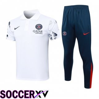 Paris PSG Soccer Polo + Training Pants White 2024/2025