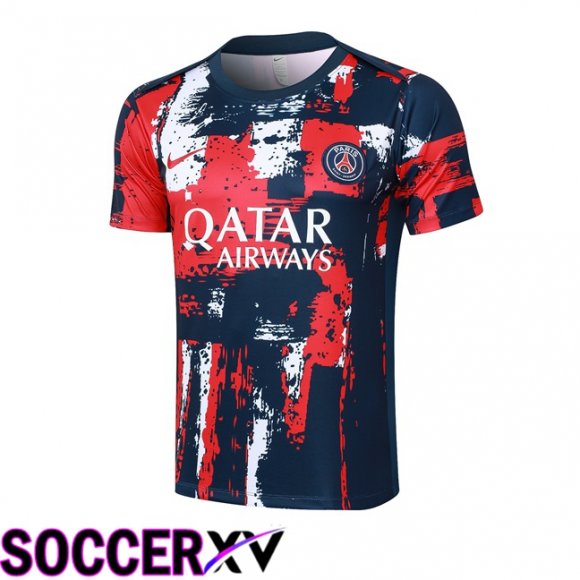 Paris PSG Training T Shirt Blue Royal Red 2024/2025