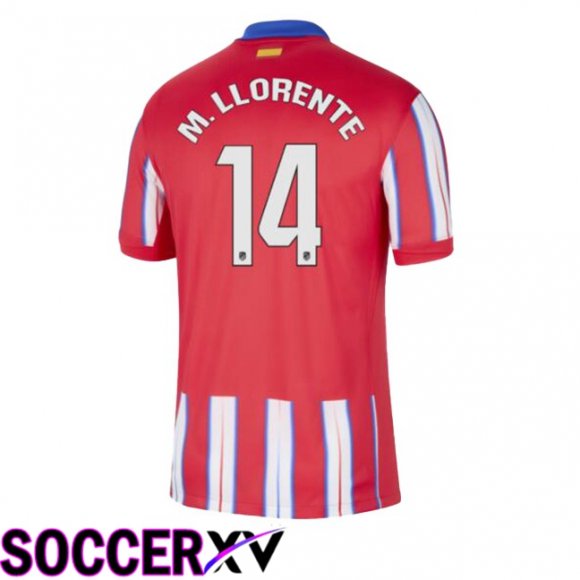 Atletico Madrid (M. LLORENTE 14) Home Soccer Jersey Red 2024/2025