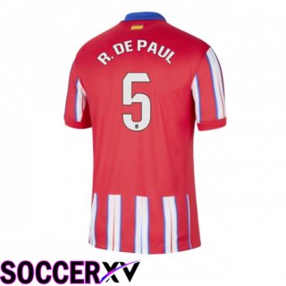 Atletico Madrid (R. DE PAUL 5) Home Soccer Jersey Red 2024/2025