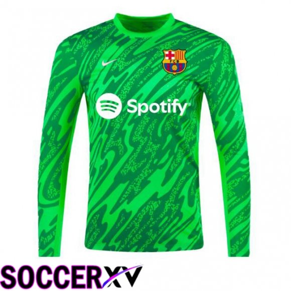 FC Barcelona Goalkeeper Soccer Jersey Long sleeve Spotify Green 2024/2025