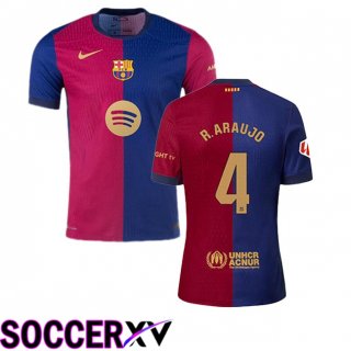 FC Barcelona (R. ARAUJO 4) Home Soccer Jersey Blue Red 2024/2025