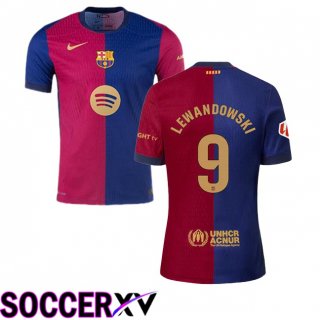 FC Barcelona (LEWANDOWSKI 9) Home Soccer Jersey Blue Red 2024/2025