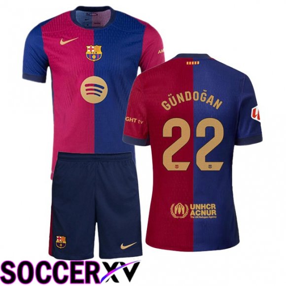 FC Barcelona (GÜNDOĞAN 22) Kids Home Soccer Jersey Blue Red 2024/2025