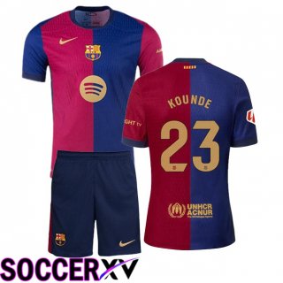 FC Barcelona (KOUNDE 23) Kids Home Soccer Jersey Blue Red 2024/2025